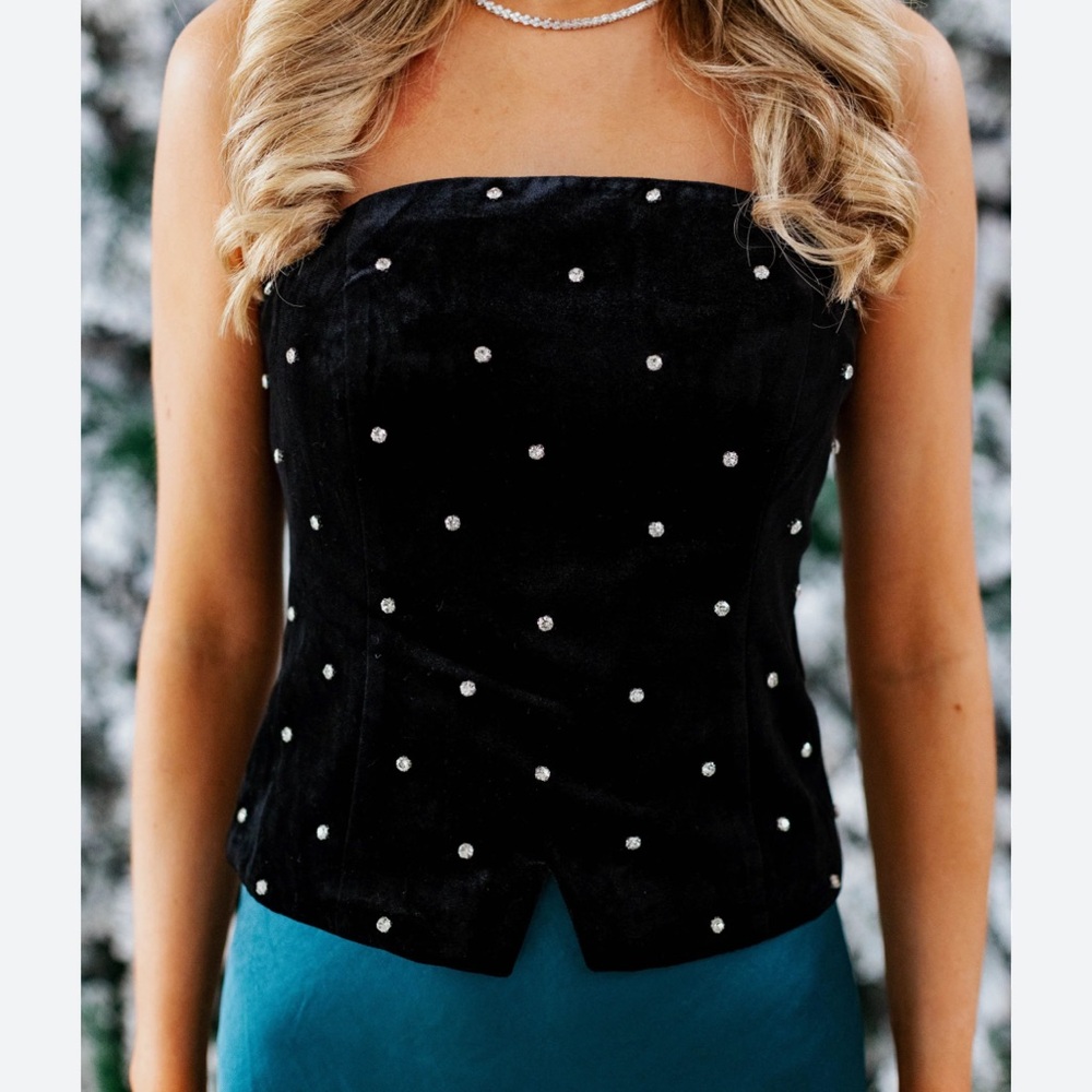 Endless Rose Black Velvet bustier with Rhinestones‎ medium